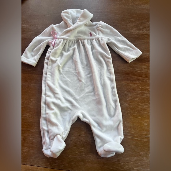 RALPH Lauren baby girl white velour onesie 3months - Picture 1 of 7